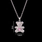 Stainless Steel Bear Pendant Necklace with Zircon Accent | Elegant Animal Jewelry