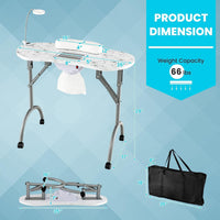 Portable Manicure Table, Foldable Nail Technician Desk
