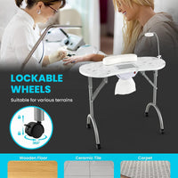 Portable Manicure Table, Foldable Nail Technician Desk