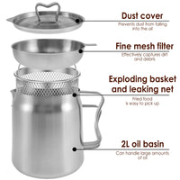 Stainless Steel Deep Frying Pot with Mesh Basket & Oil Storage – 2L Capacity