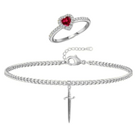 Heart Ring & Sword Bracelet Set | Couple Matching Jewelry Set