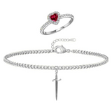 Heart Ring & Sword Bracelet Set | Couple Matching Jewelry Set