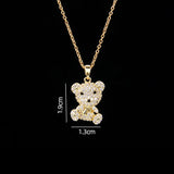 Stainless Steel Bear Pendant Necklace with Zircon Accent | Elegant Animal Jewelry