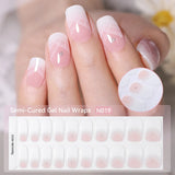 20-Tip Gradient French Semi-Cured Gel Nail Stickers | Ombre French Nail Strips