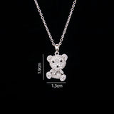 Stainless Steel Bear Pendant Necklace with Zircon Accent | Elegant Animal Jewelry