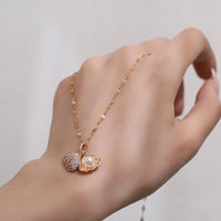 Korean Openable Shell Pearl Locket Necklace | Double-Sided Shell Pendant