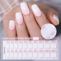 20-Tip Gradient French Semi-Cured Gel Nail Stickers | Ombre French Nail Strips