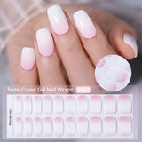 20-Tip Gradient French Semi-Cured Gel Nail Stickers | Ombre French Nail Strips