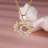 A-Z Flower Heart Initial Pendant Necklace | Personalized Letter Charm Jewelry