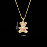 Stainless Steel Bear Pendant Necklace with Zircon Accent | Elegant Animal Jewelry